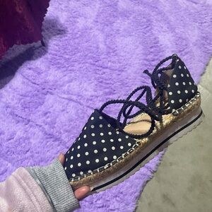 Jessica Simpson Black and White Polka Dot Espadrilles